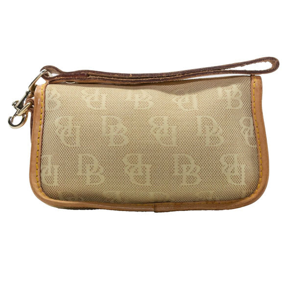 Womens Wristlet Vintage DOONEY & BOURKE Tan Signature Canvas Leather Made in USA - Picture 2 of 11